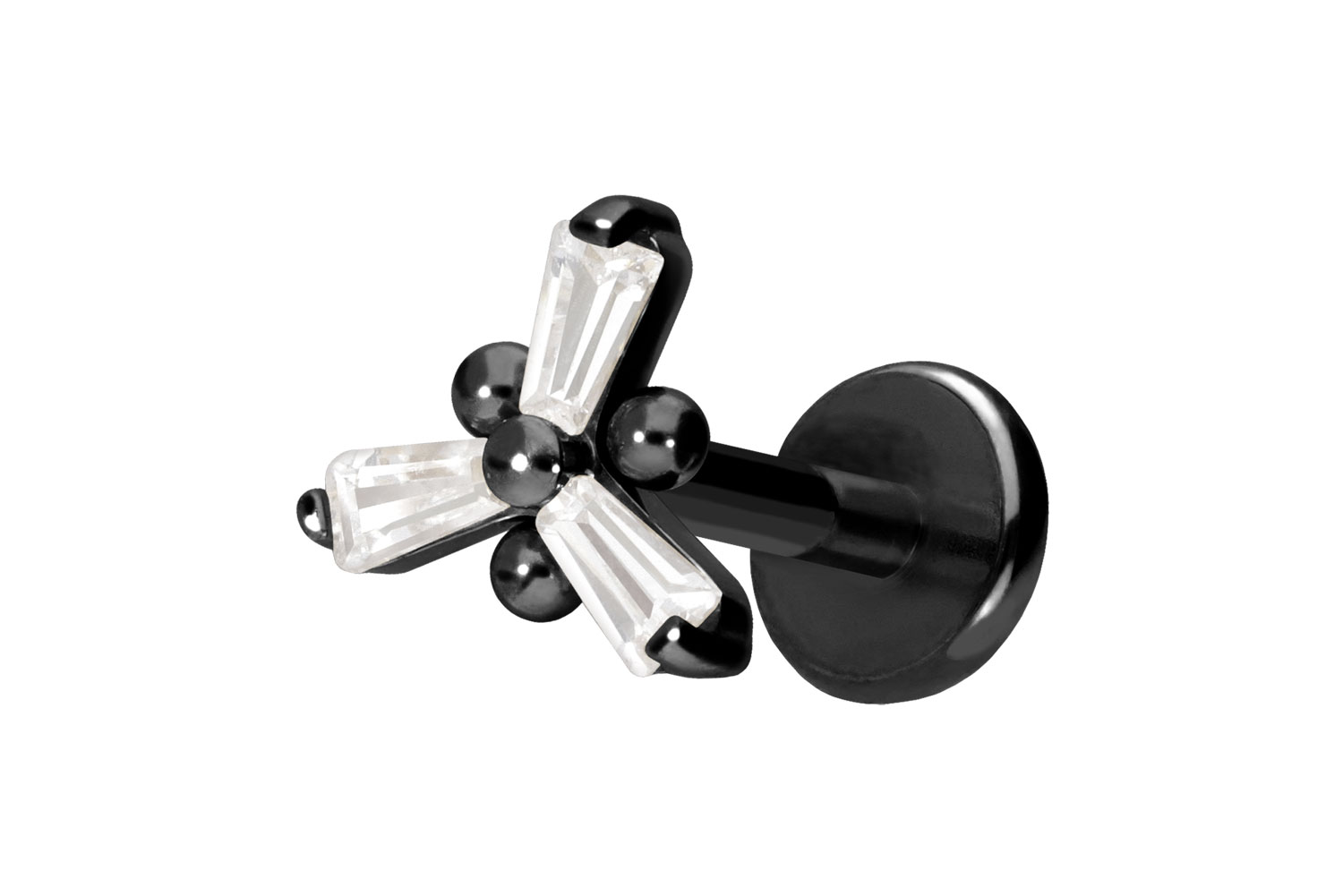 Titan Labret Piercing mit Push Fit KRISTALLBLUME